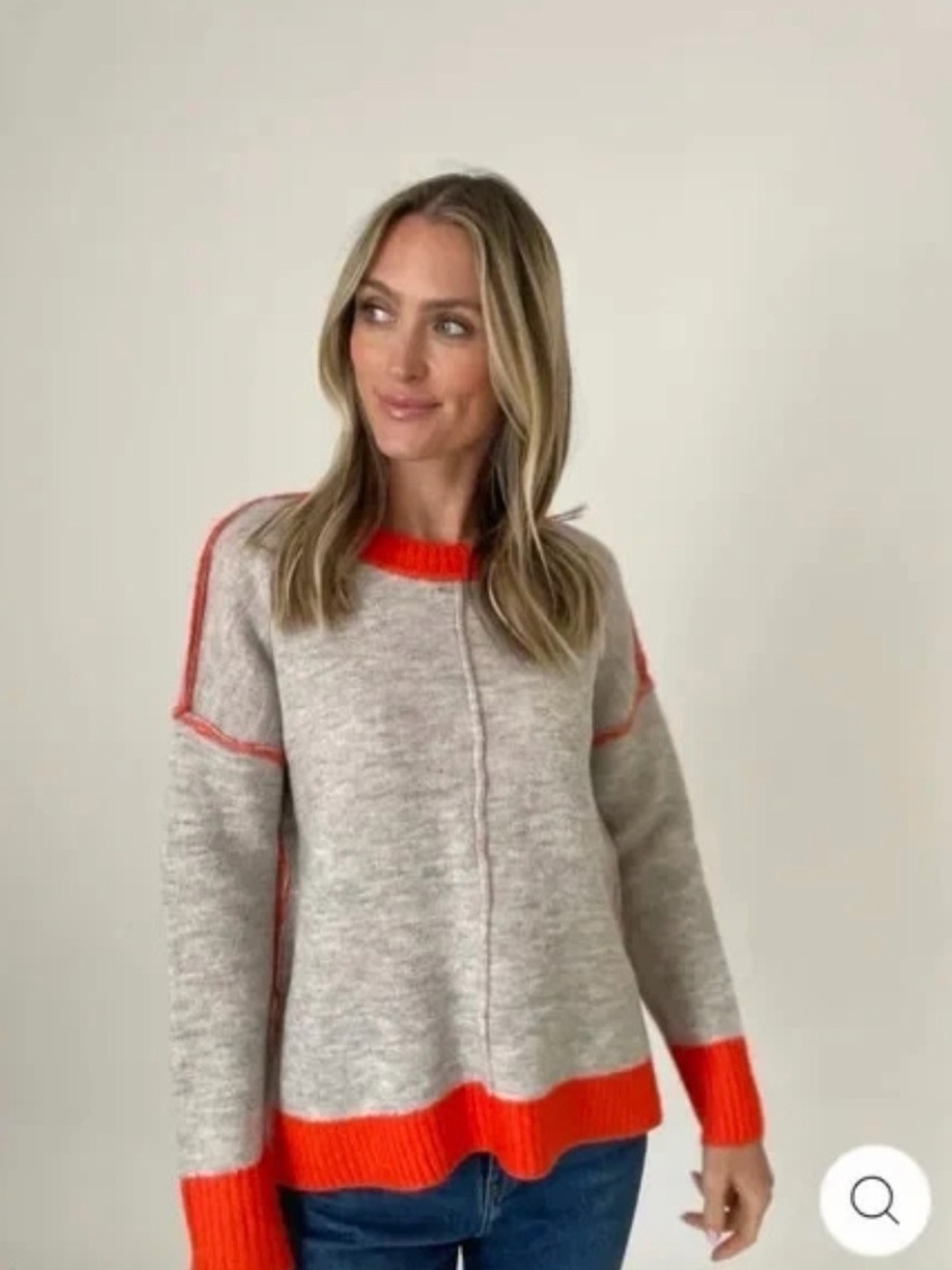 Six Fifty Bridget Heather Grey and Vibrant Orange Contrast Trim EUC Large